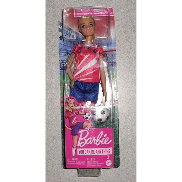 Barbie Other - Barbie You Can Be Anything Soccer Player Doll #9 Uniform, Soccer Ball Cleats-NEW
